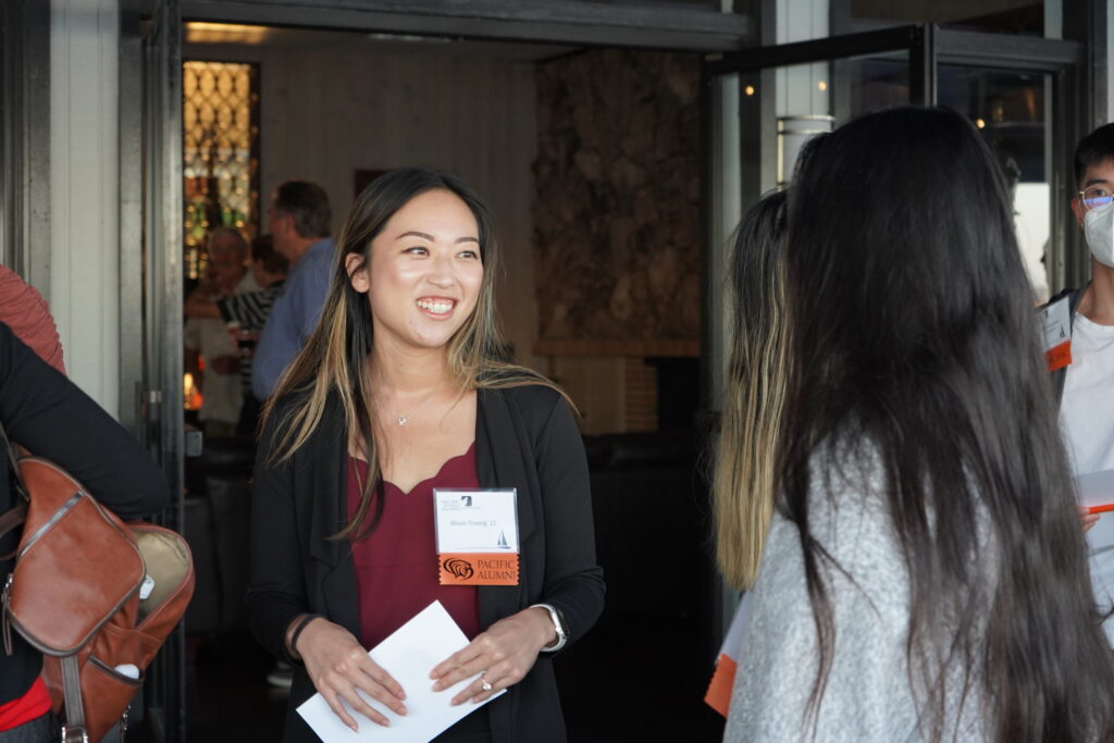 Student networking at an event